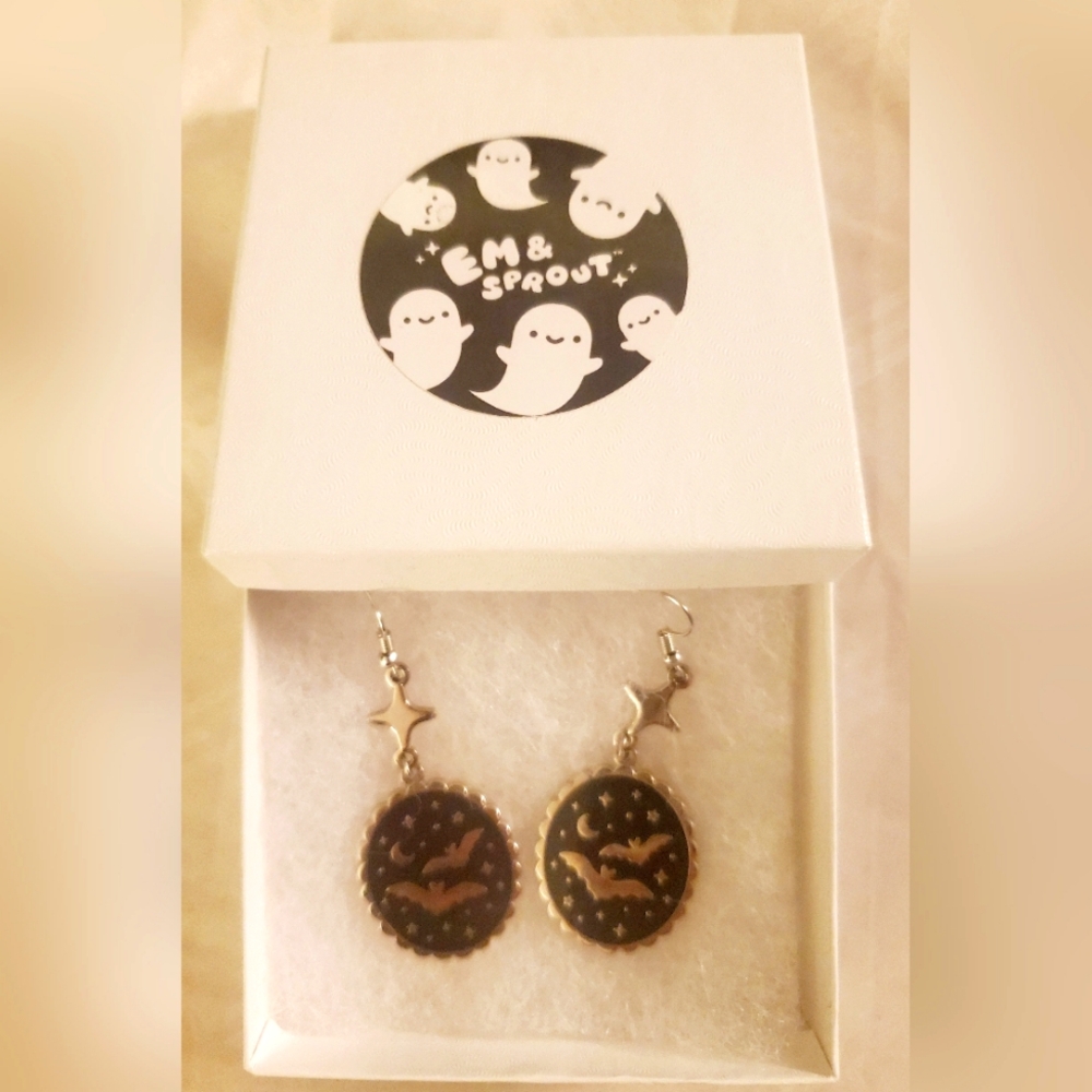 Em & Sprout Bat Earrings